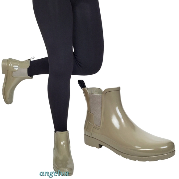 New Hunter original refined Chelsea gloss rain boots grey dagger outdoor winter - Picture 1 of 16